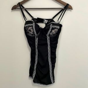 Rampage | Black Lace Sheer Body Corset Small